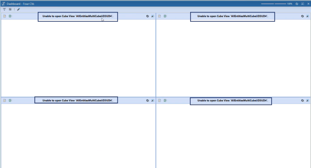 Dark blue rectangle box around the message that displays when a cube view has been canceled.
